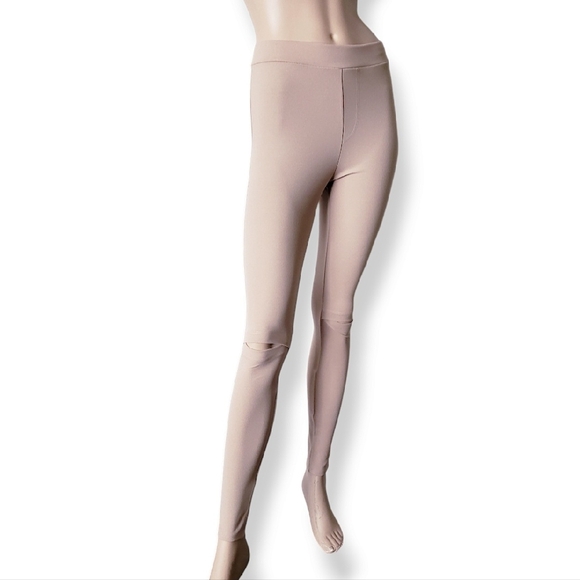 Beige Knee Slit Fitted Leggings by La Banga - Picture 2 of 7